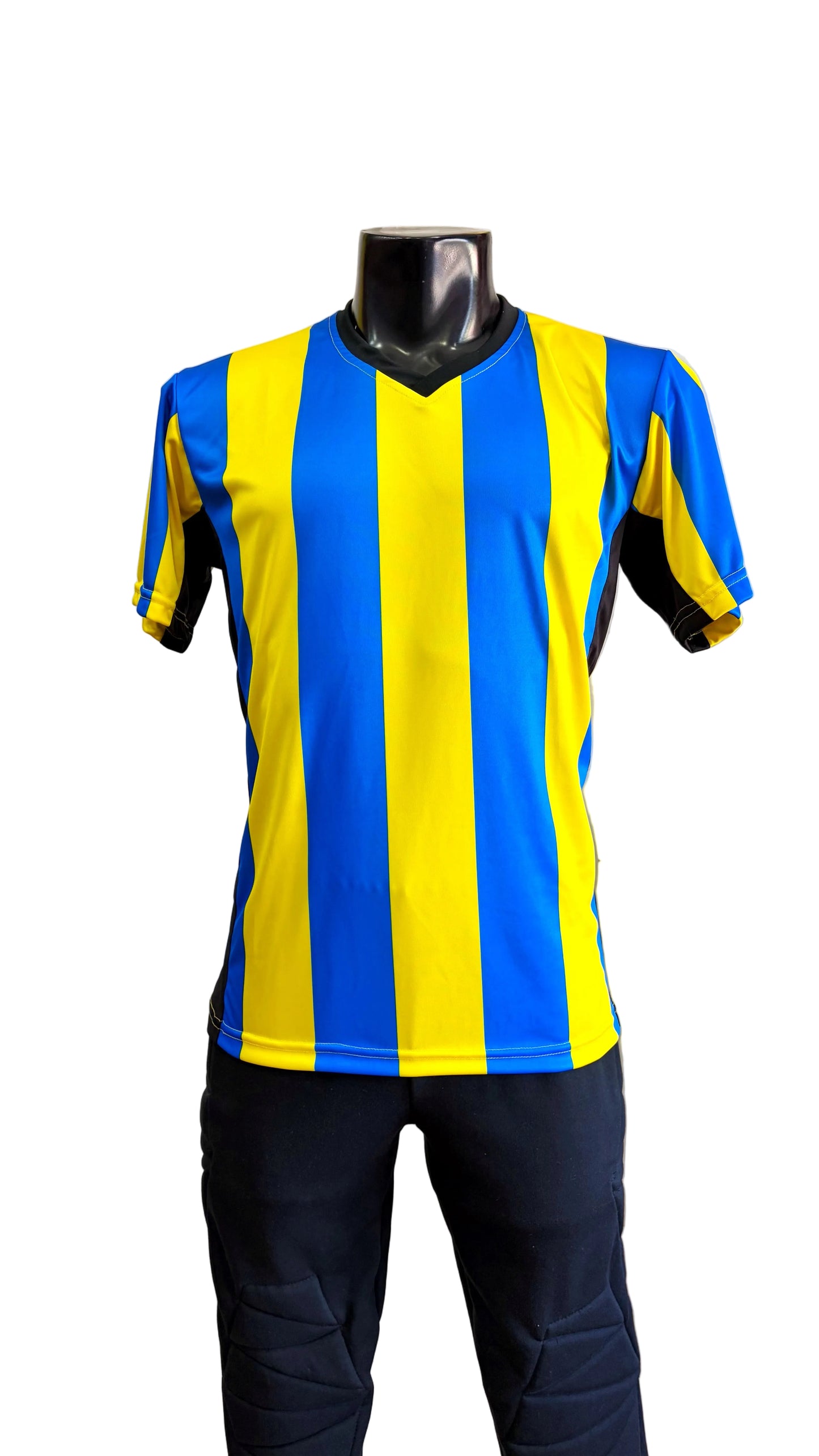 Camiseta Rayada Amarillo Azul Negro DryFit – Confección Nacional