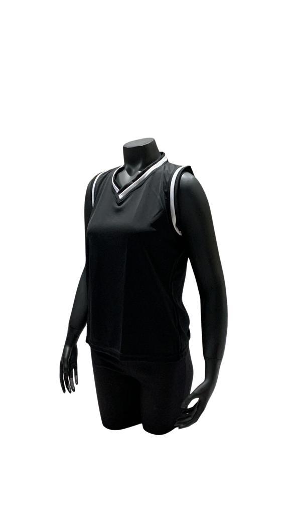 Camiseta Básquetbol Dama Negro/Blanco DryFit Confección Nacional | LJS