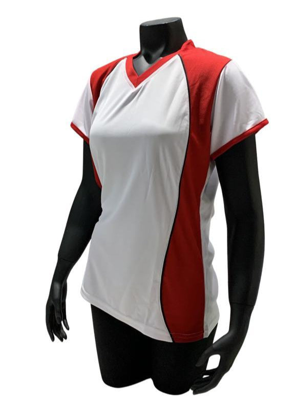 Camiseta Dama Blanco Rojo Negro | L || LJS