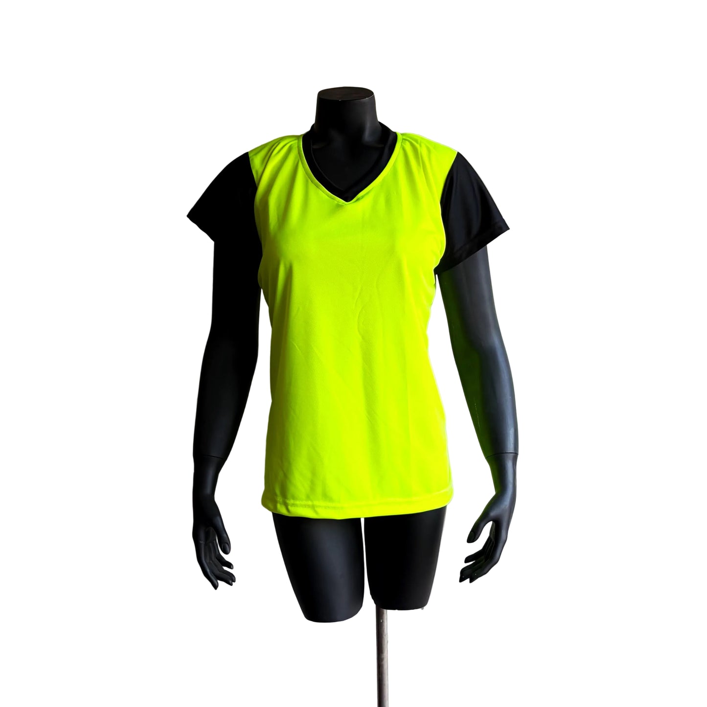 Camiseta Dama Lisa Amarilla Flúor Negro | Confección Nacional