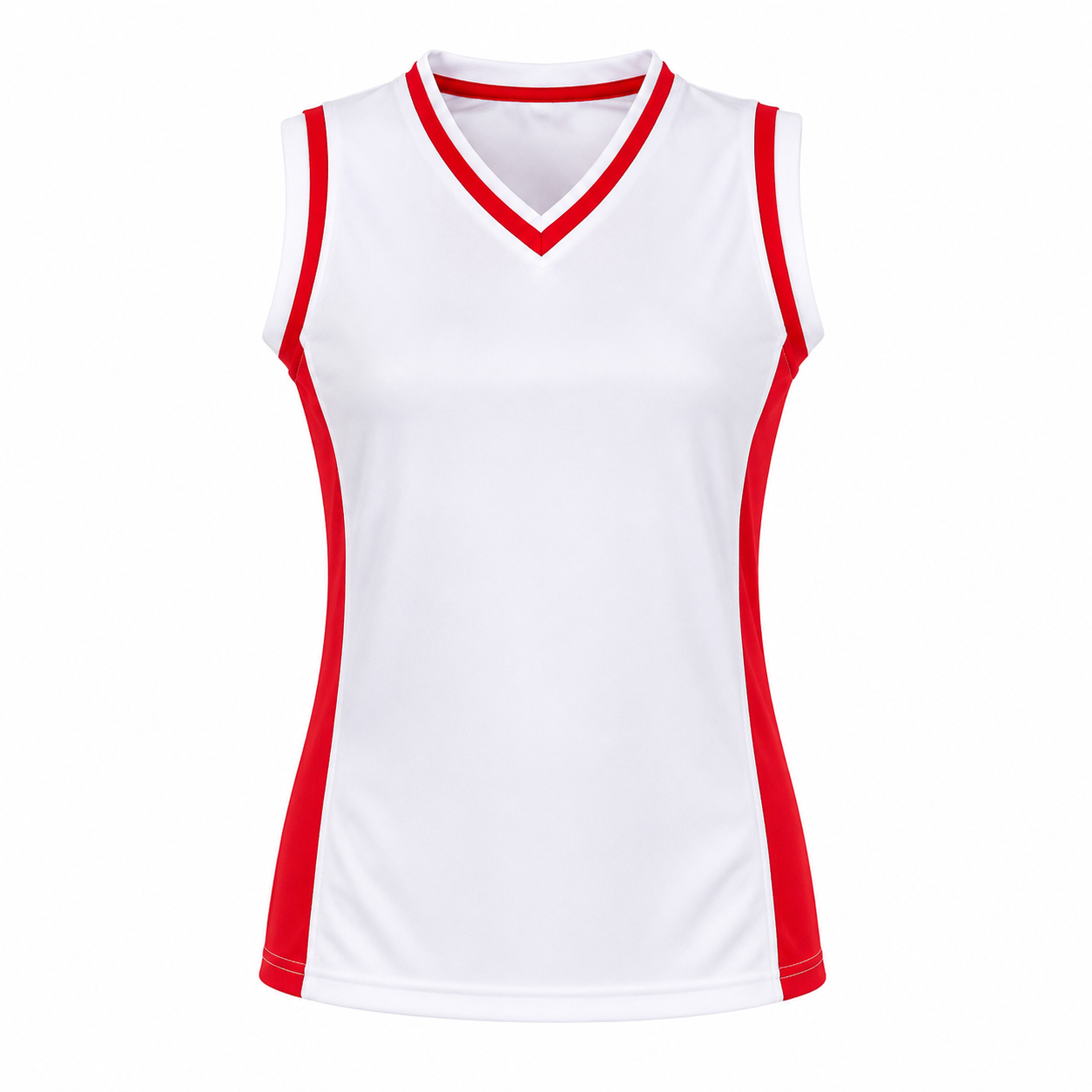 Camiseta Básquetbol Mundial Dama Blanco/Rojo DryFit Confección Nacional | LJS