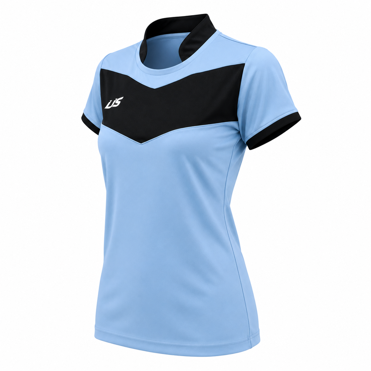 Camiseta dama V Celeste - Negro