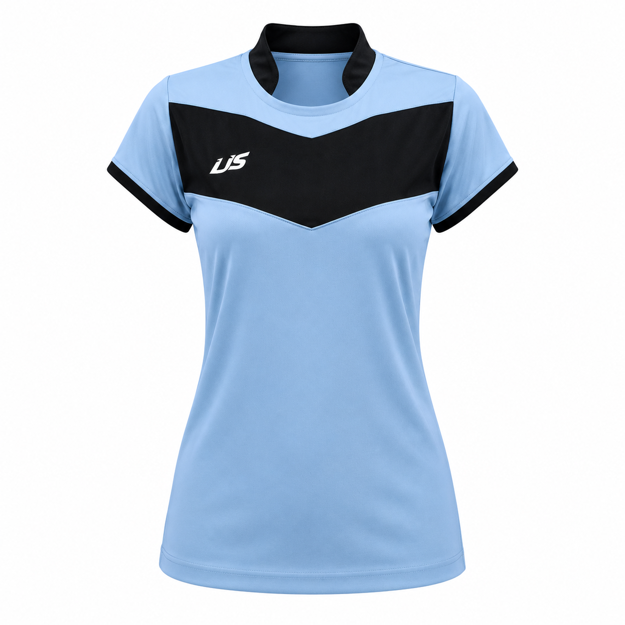 Camiseta dama V Celeste - Negro