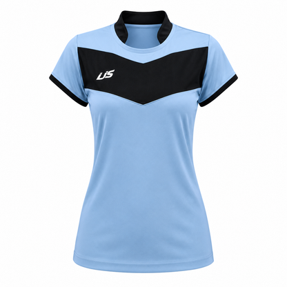 Camiseta dama V Celeste - Negro