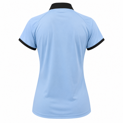 Camiseta dama V Celeste - Negro