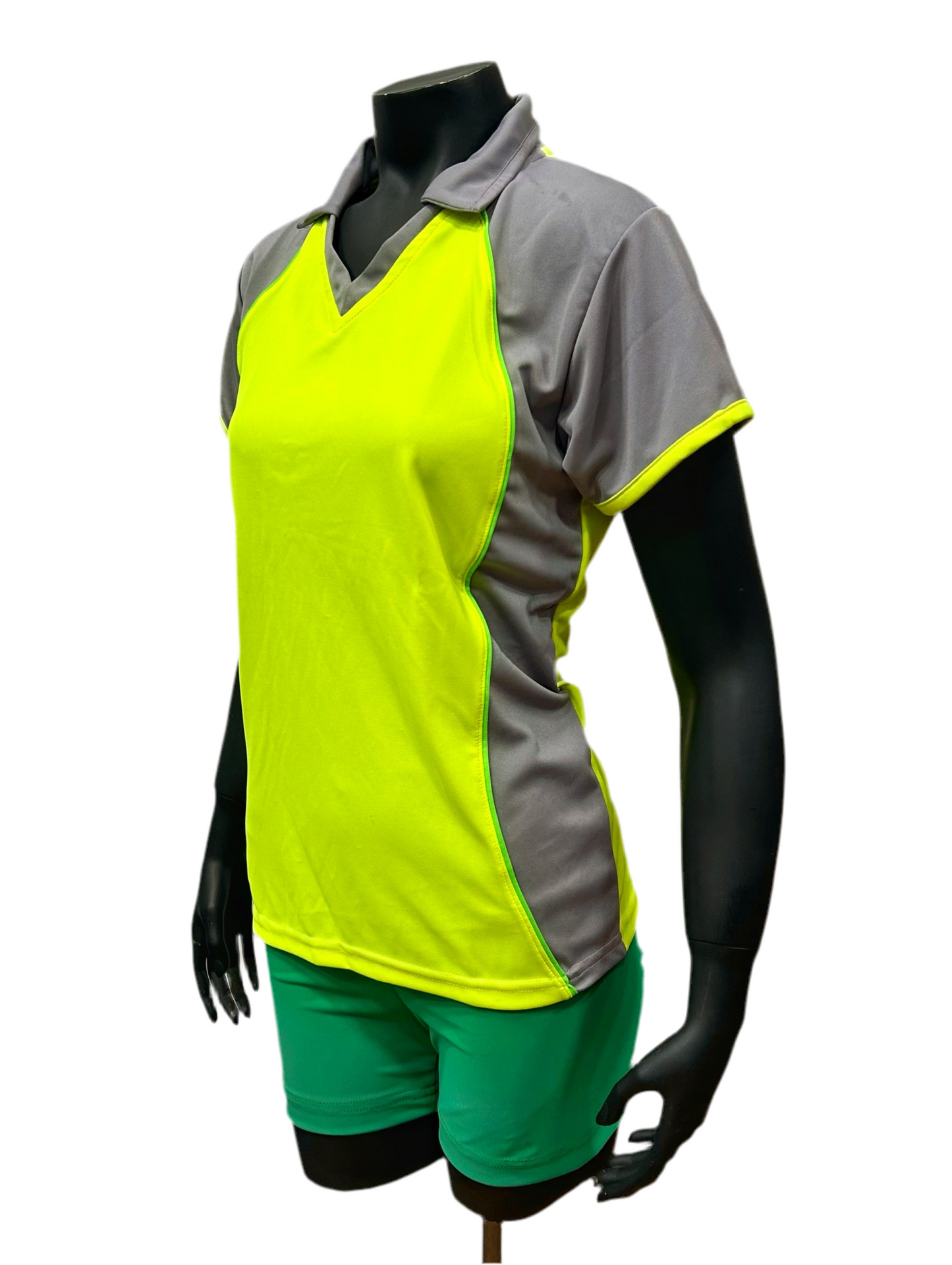 Camiseta dama Amarillo flúor - Gris - Vivo verde
