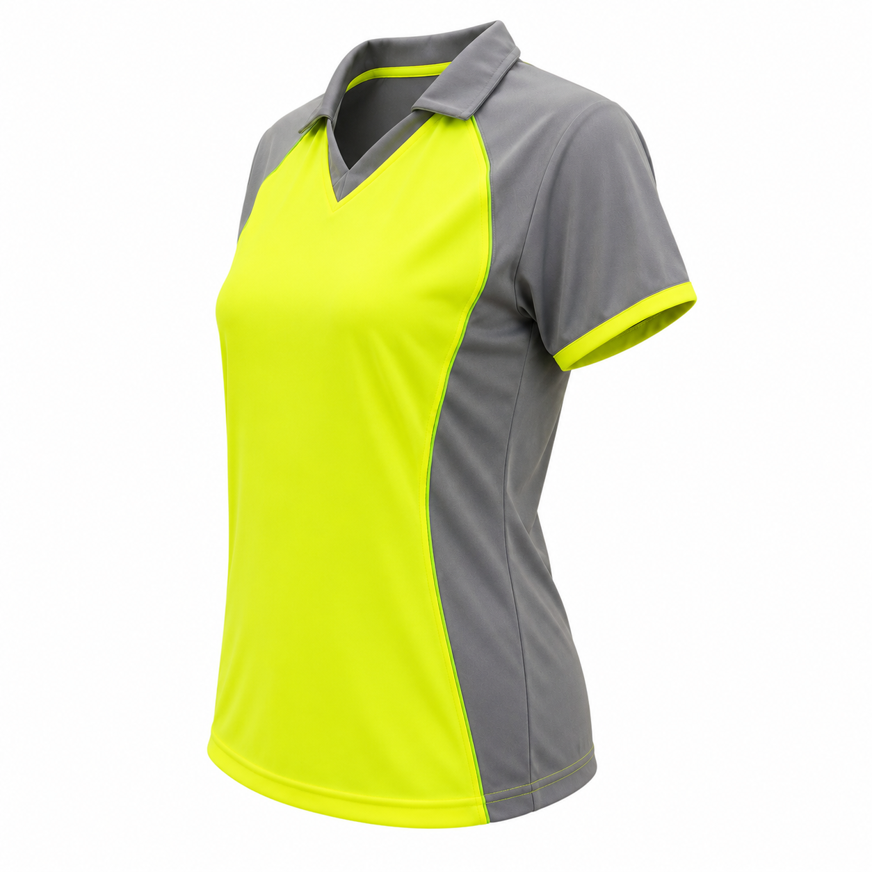 Camiseta Dama Amarillo Flúor/Gris Vivo Verde DryFit Confección Nacional | LJS