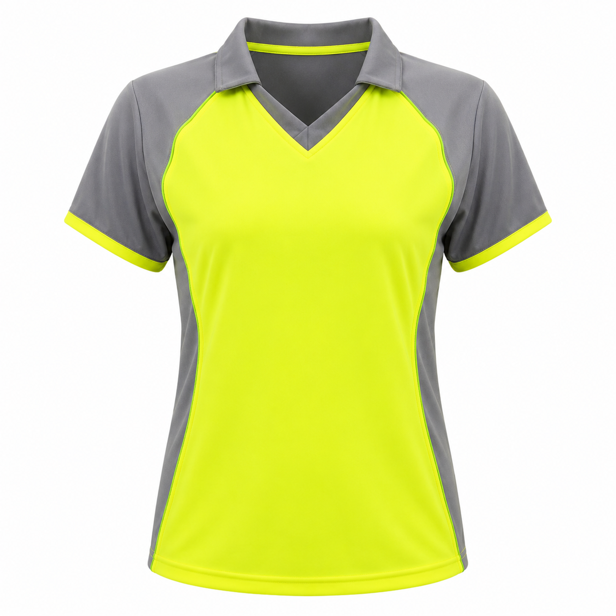 Camiseta Dama Amarillo Flúor/Gris Vivo Verde DryFit Confección Nacional | LJS
