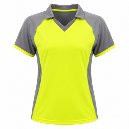 Camiseta Dama Amarillo Flúor/Gris Vivo Verde DryFit Confección Nacional | LJS