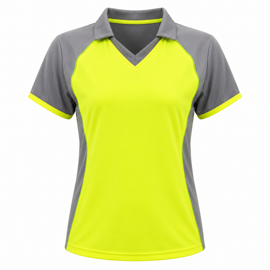 Camiseta Dama Amarillo Flúor/Gris Vivo Verde DryFit Confección Nacional | LJS