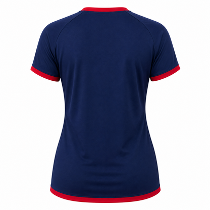 Camiseta dama Lisa collerete Azul marino - Rojo