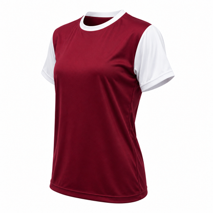 Camiseta Dama Lisa Burdeo Blanco DryFit – Confección Nacional | LJS