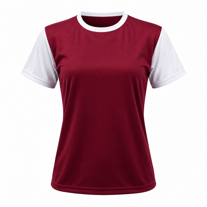 Camiseta Dama Lisa Burdeo Blanco DryFit – Confección Nacional | LJS