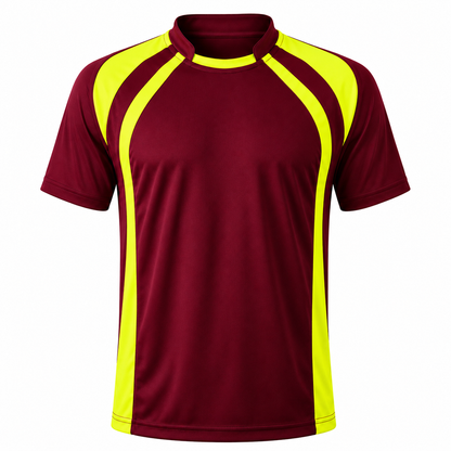Camiseta Dínamo Burdeo Amarillo Flúor Personalizable | Confección Nacional