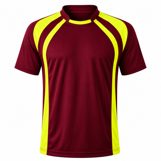 Camiseta Dínamo Burdeo Amarillo Flúor Personalizable | Confección Nacional