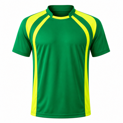 Camiseta Dinamo Verde con Amarillo Flúor DryFit Personalizable | Confección Nacional
