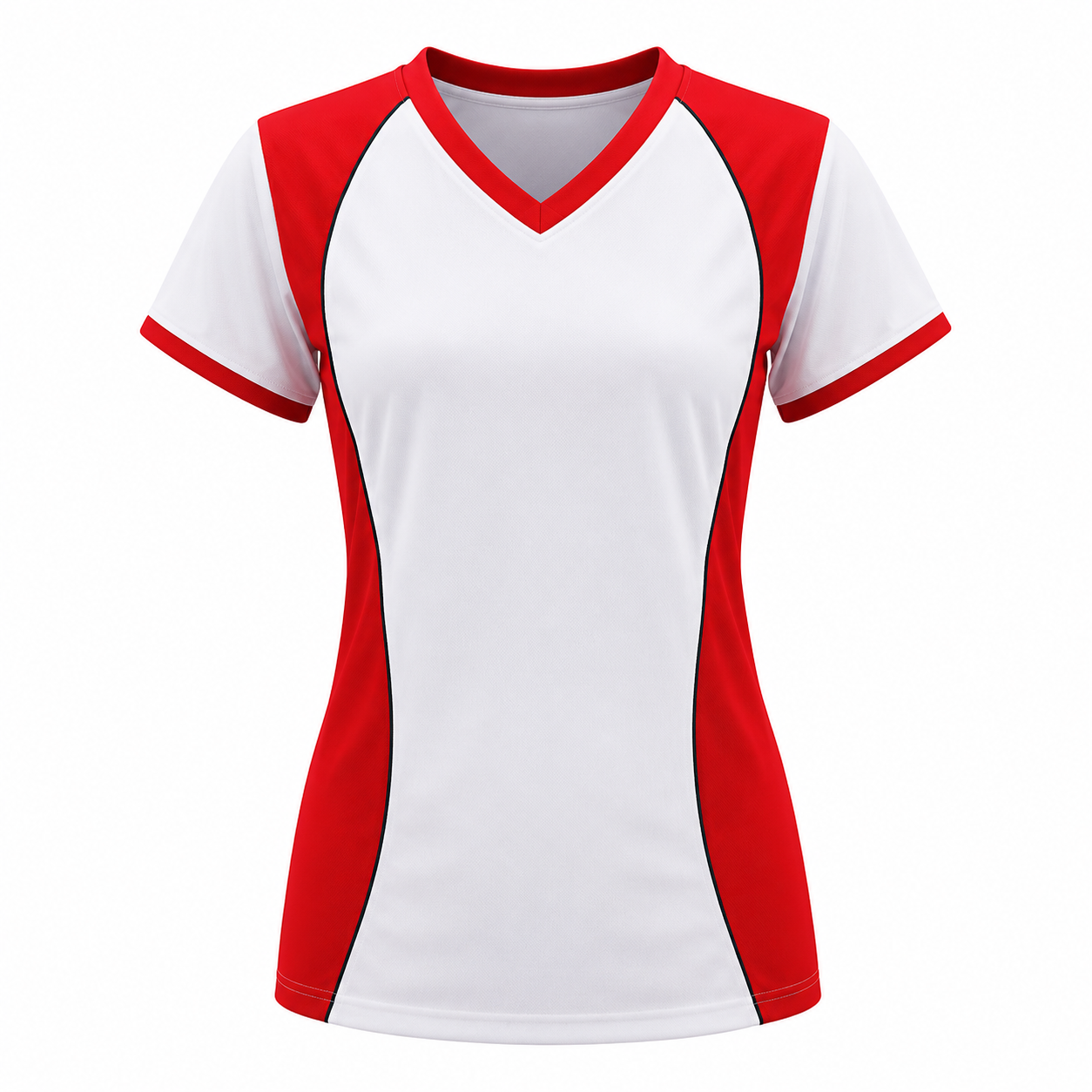Camiseta dama Blanco - Rojo - Negro