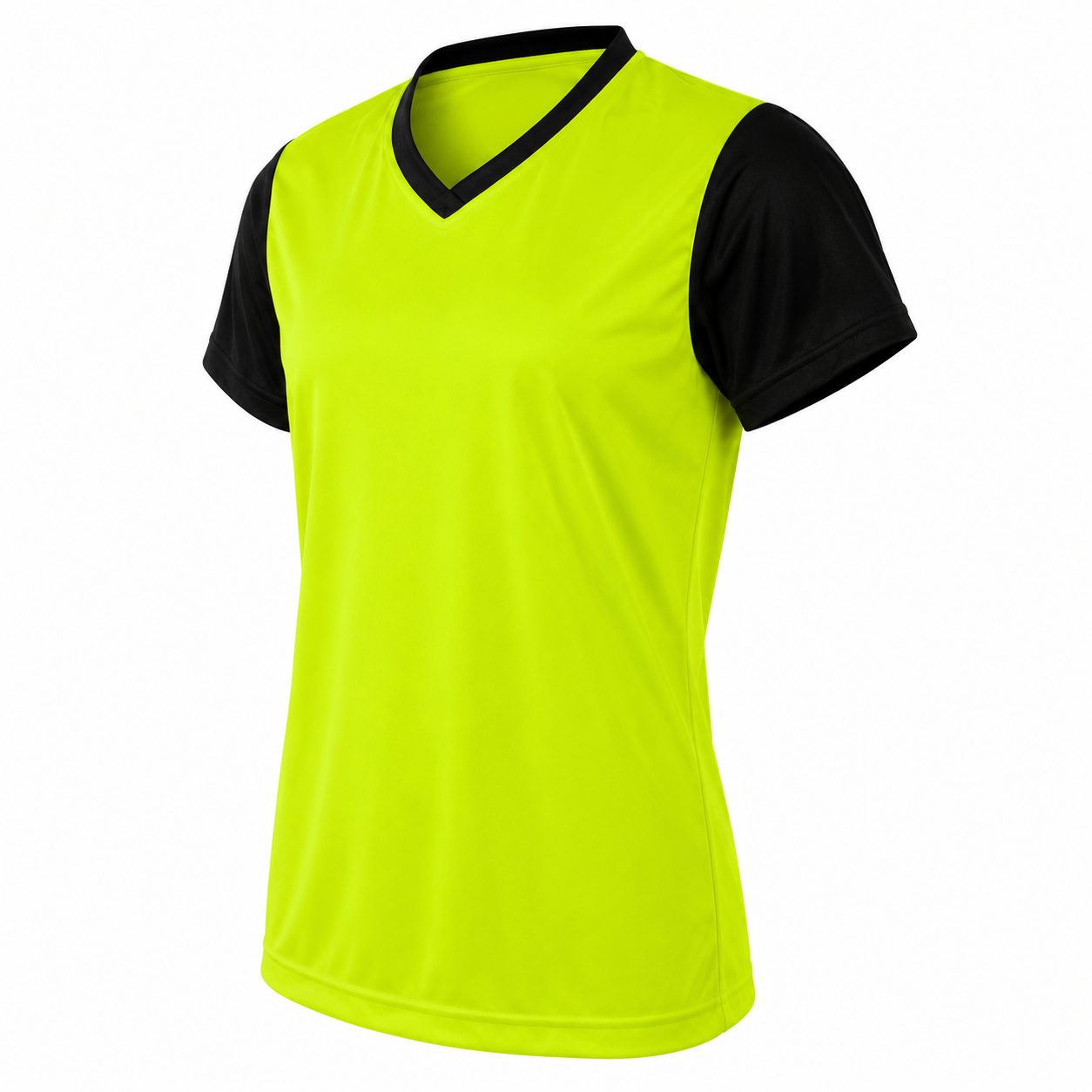 Camiseta Dama Lisa Amarilla Flúor Negro | Confección Nacional
