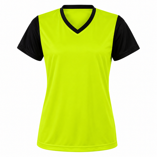 Camiseta Dama Lisa Amarilla Flúor Negro | Confección Nacional