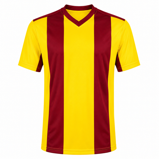Camiseta Rayada Amarillo Burdeo DryFit – Confección Nacional