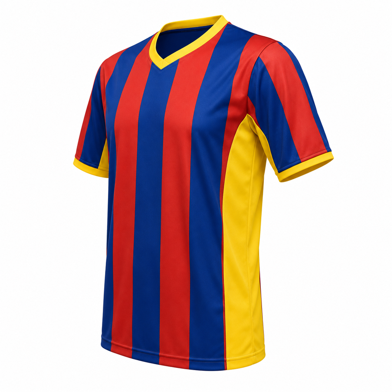 Camiseta Rayada Azul Rojo Amarillo DryFit – Confección Nacional