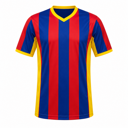 Camiseta Rayada Azul Rojo Amarillo DryFit – Confección Nacional
