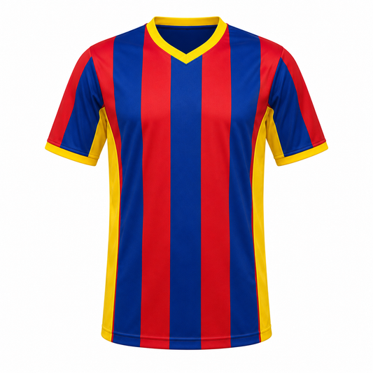 Camiseta Rayada Azul Rojo Amarillo DryFit – Confección Nacional