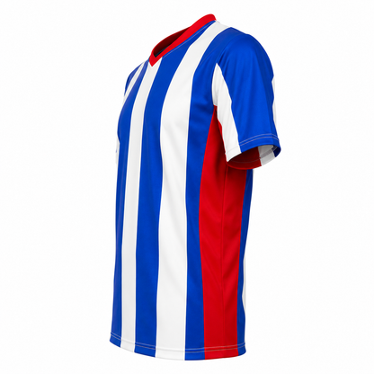Camiseta Rayada Blanco Azul Rojo DryFit – Confección Nacional