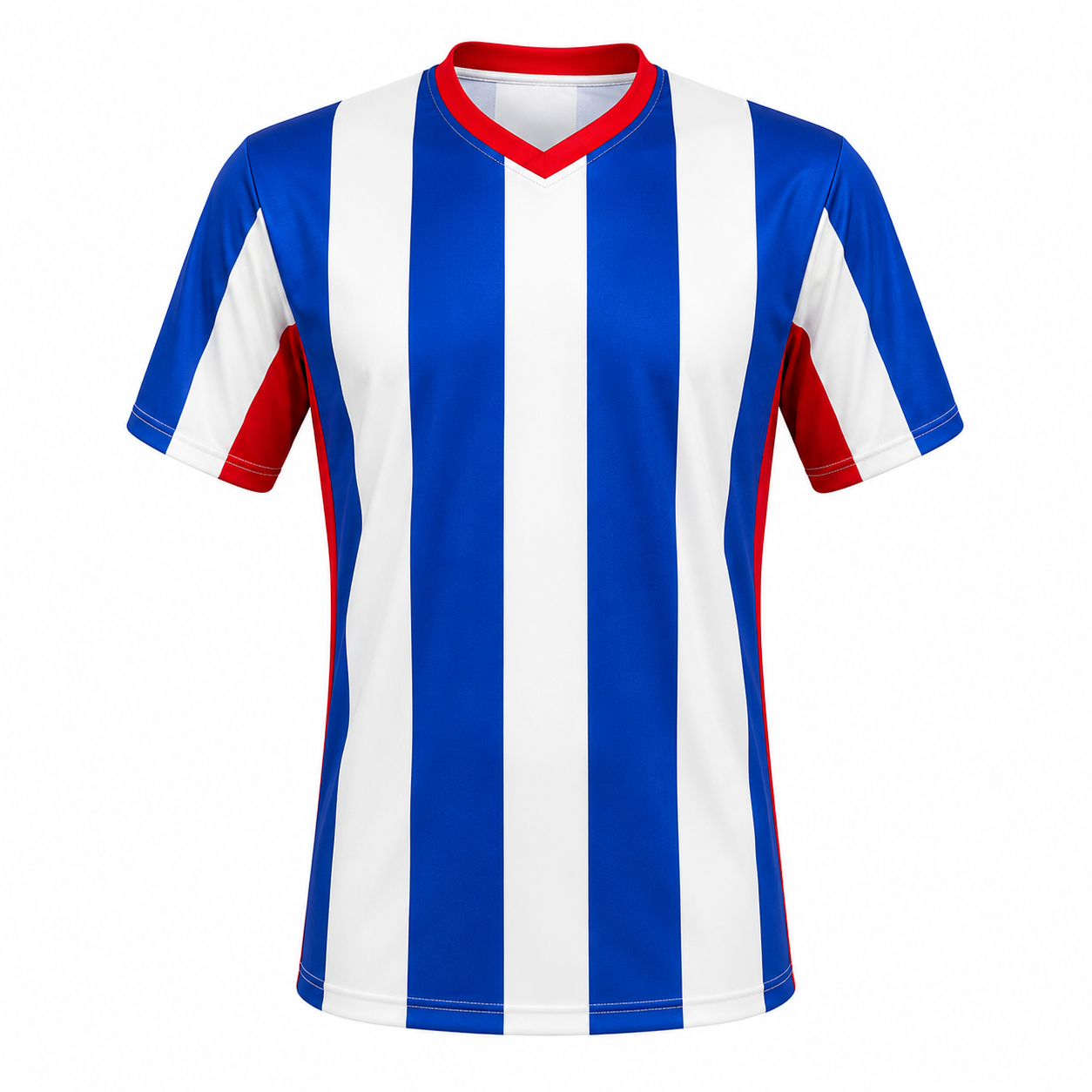 Camiseta Rayada Blanco Azul Rojo DryFit – Confección Nacional