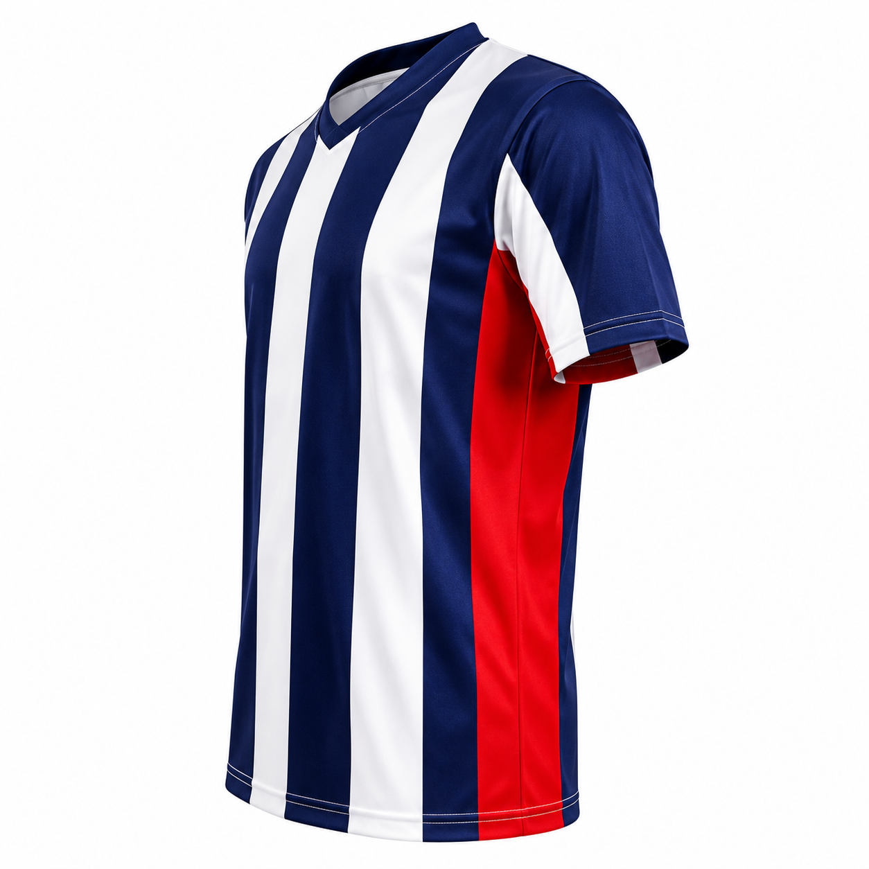 Camiseta Rayada Blanco Azul Marino Rojo DryFit – Confección Nacional