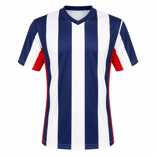 Camiseta Rayada Blanco Azul Marino Rojo DryFit – Confección Nacional
