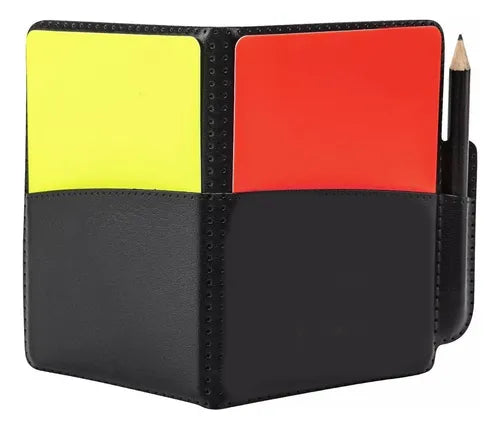 Tarjetero arbitro rojo y amarillo