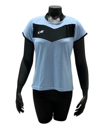 Camiseta dama V Celeste - Negro