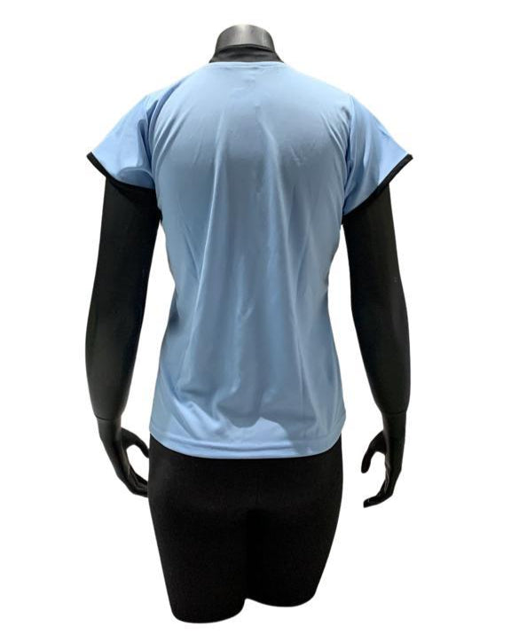 Camiseta dama V Celeste - Negro