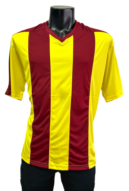 Camiseta rayada Amarillo - Burdeo