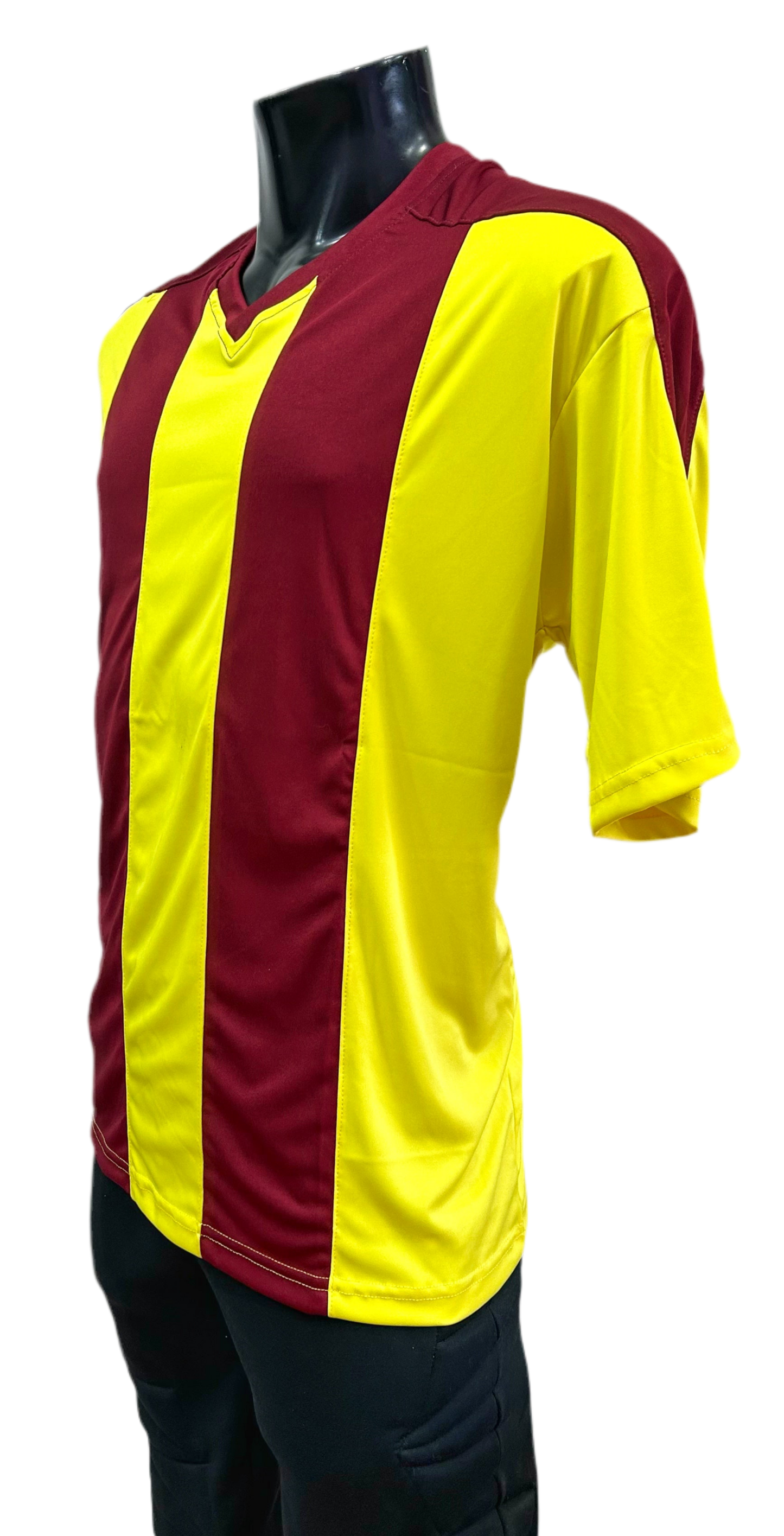 Camiseta rayada Amarillo - Burdeo