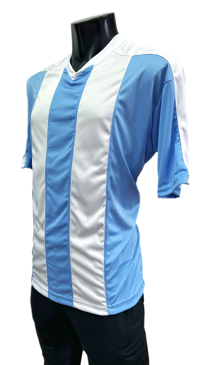 Camiseta rayada Celeste - Blanco