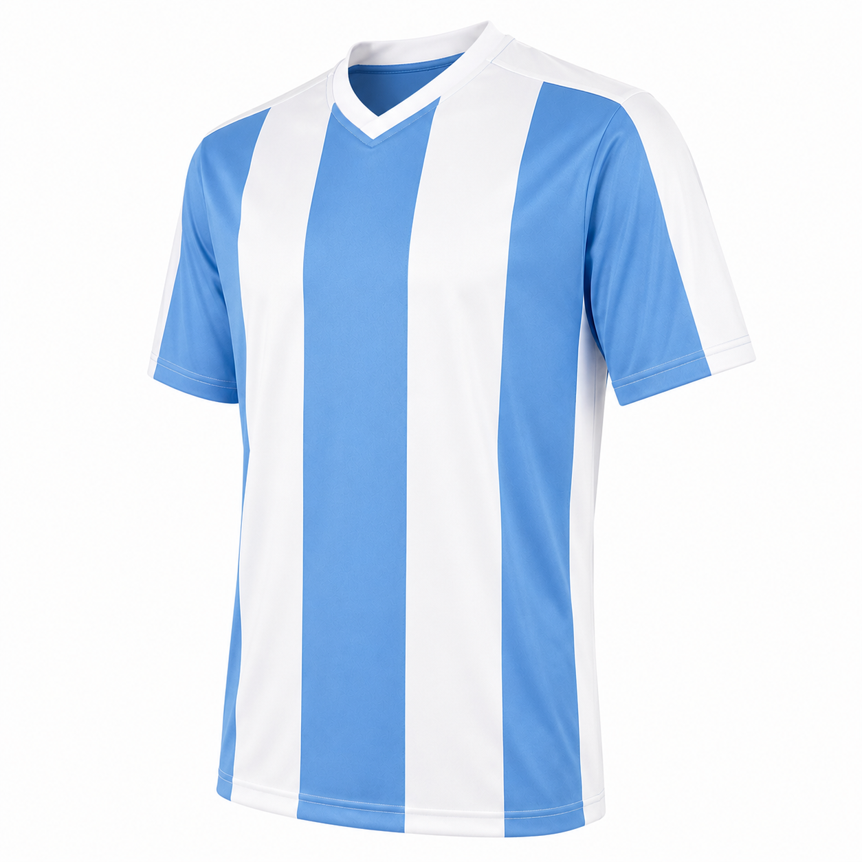 Camiseta Rayada Celeste Blanco DryFit – Confección Nacional