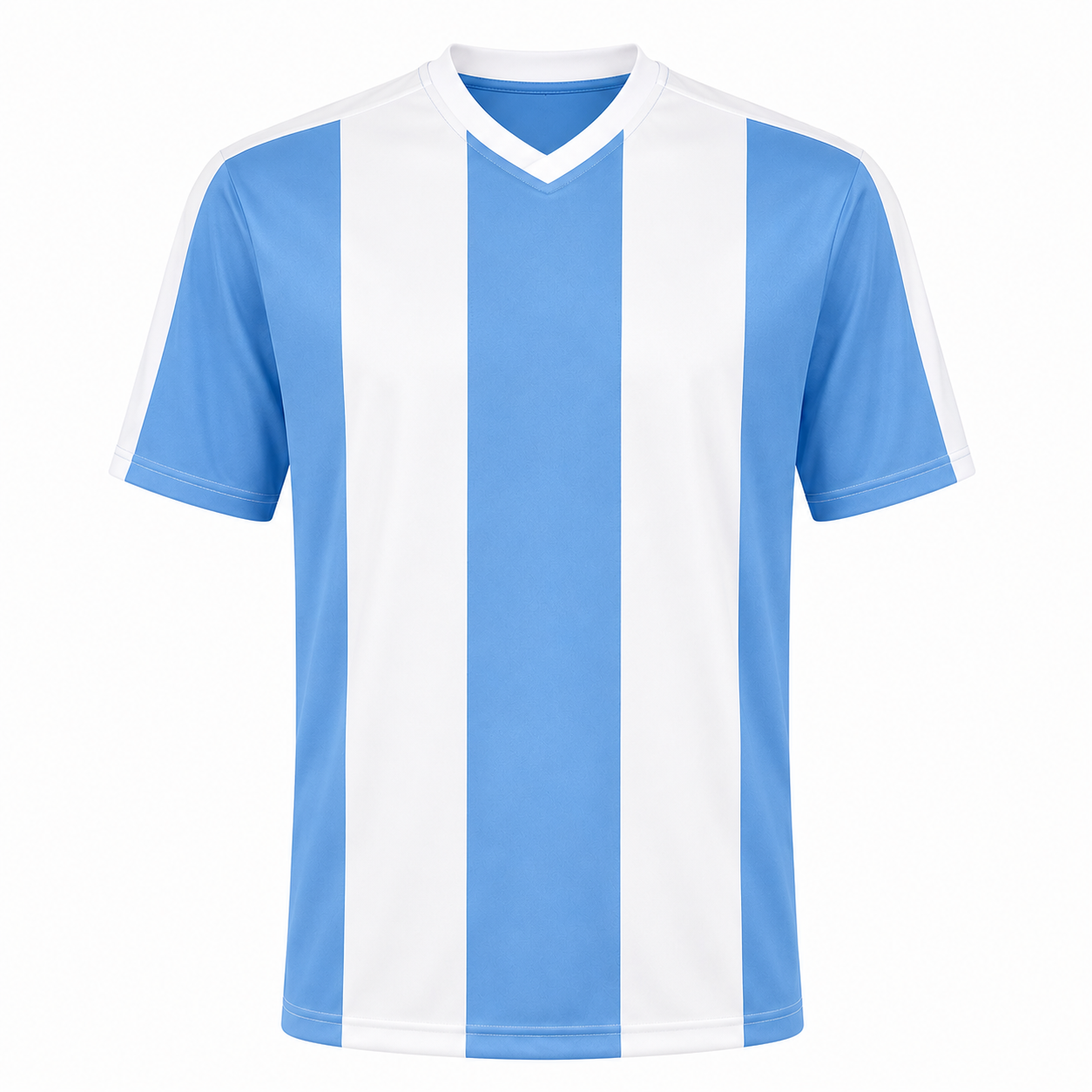 Camiseta Rayada Celeste Blanco DryFit – Confección Nacional