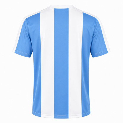 Camiseta Rayada Celeste Blanco DryFit – Confección Nacional