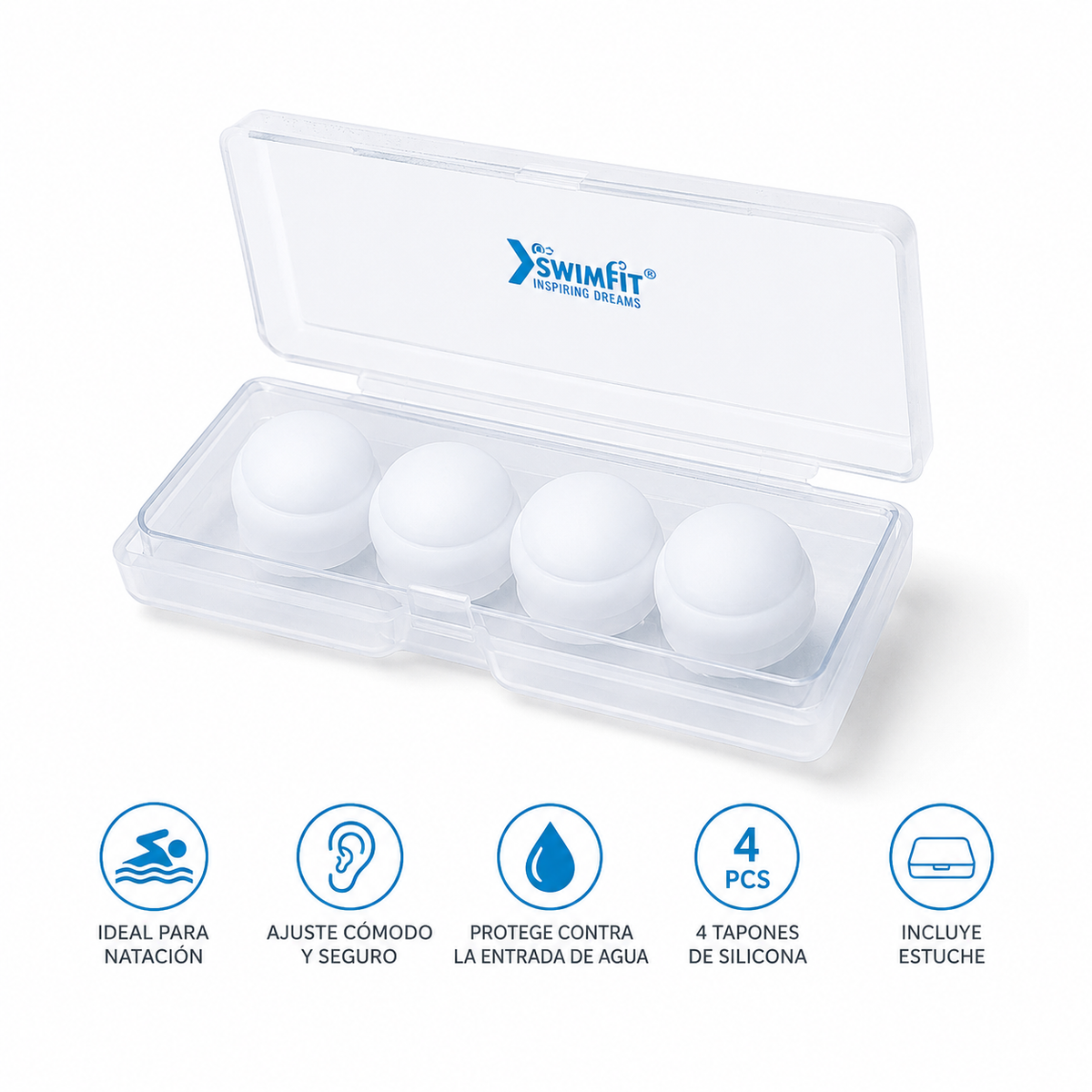 Tapón de Oído Swimfit Silicona Masa 4 Piezas