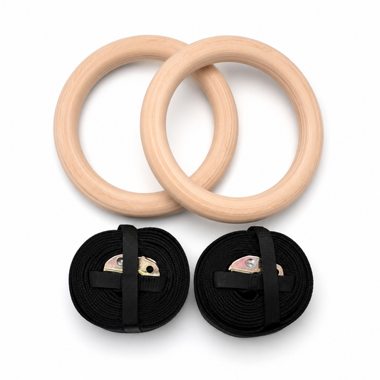 Anilla de madera de 23 cm de diámetro y 2,5 cm de espesor para calistenia, gimnasia, entrenamiento funcional y ejercicios de fuerza.