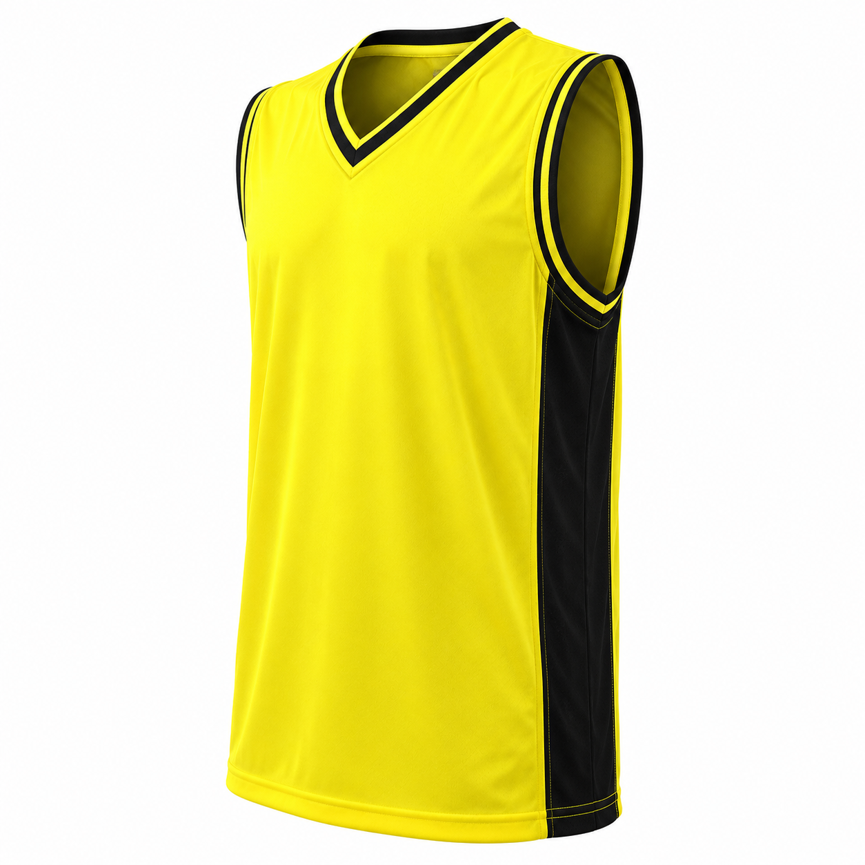 Camiseta Básquetbol Mundial Varón Amarillo/Negro DryFit Confección Nacional | LJS