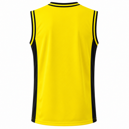 Camiseta Básquetbol Mundial Varón Amarillo/Negro DryFit Confección Nacional | LJS