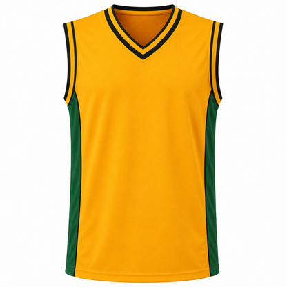 Equipo de Básquetbol Mundial Varón Oro/Verde/Negro DryFit Confección Nacional | LJS