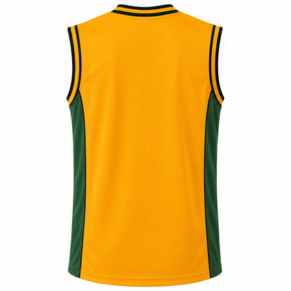 Equipo de Básquetbol Mundial Varón Oro/Verde/Negro DryFit Confección Nacional | LJS