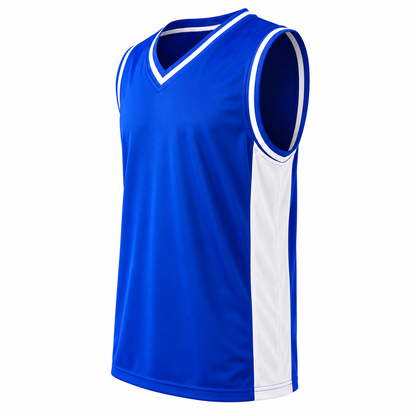 Camiseta Básquetbol Mundial Varón Azul/Blanco DryFit Confección Nacional | LJS