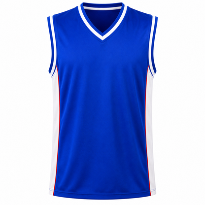 Camiseta Básquetbol Mundial Varón Azul Marino/Blanco Vivo Rojo DryFit Confección Nacional | LJS