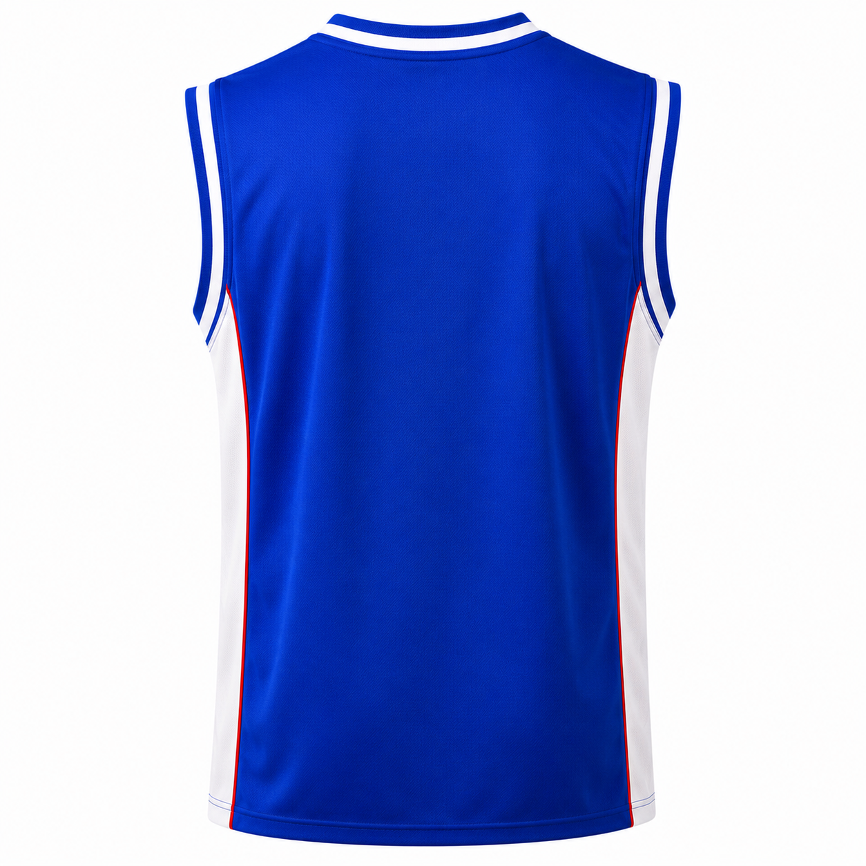 Camiseta Básquetbol Mundial Varón Azul Marino/Blanco Vivo Rojo DryFit Confección Nacional | LJS