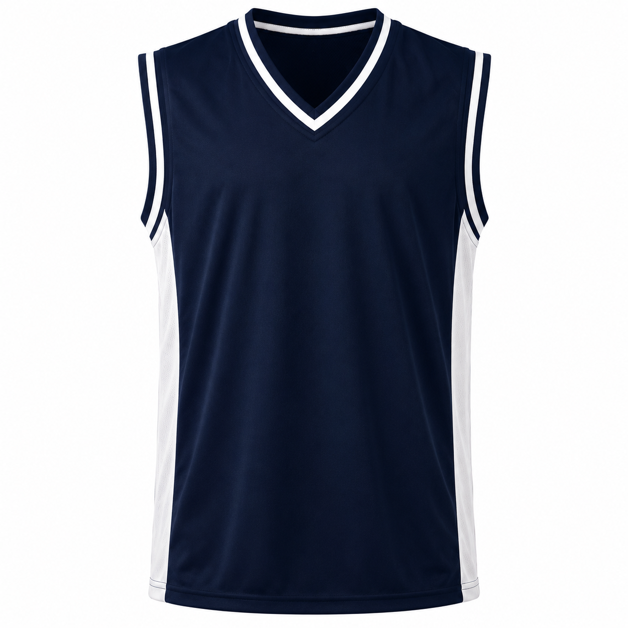 Camiseta Básquetbol Mundial Varón Azul Marino/Blanco DryFit Confección Nacional | LJS